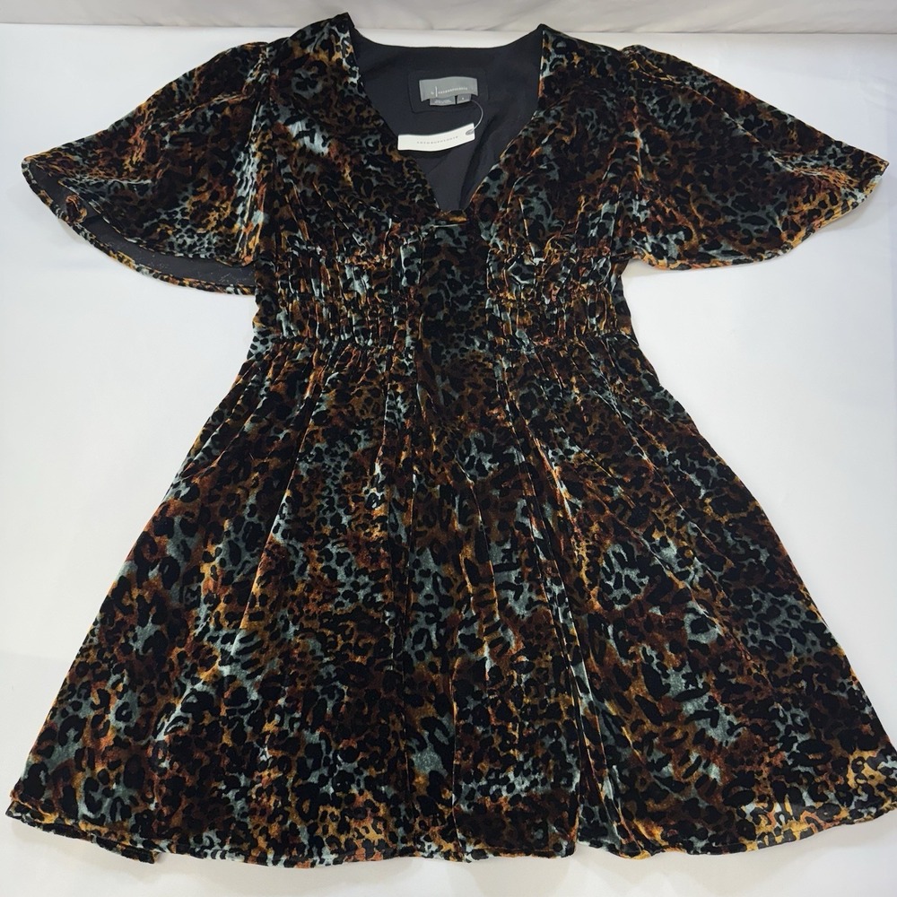 NEW Anthropologie Short Sleeve Velvet Animal Print Mini Dress Womens Small $188 - Picture 6 of 13